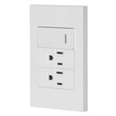 Placa armada 1 interruptor, 2 contactos,1mod,Española,blanco PA-APCO-E3B