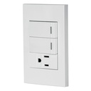 Placa armada 2 interruptores,1 contacto,1mod,Española,blanco PA-APCO-E2B