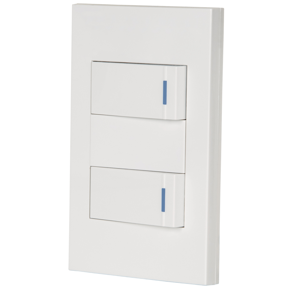 Placa armada 2 interruptores 1de 3vías,1 mod,Española,blanco PA-APDO1-EEB