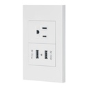 Placa armada 1contacto, 2puertos USB, 1.5mod,Española,blanco COUSB-EB