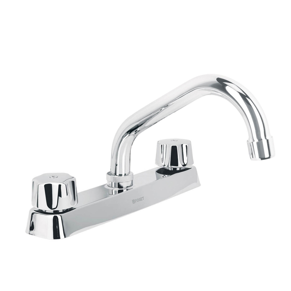 Mezcladora 8' fregadero cromo, cuello corto,compresión,BASIC F-317-C