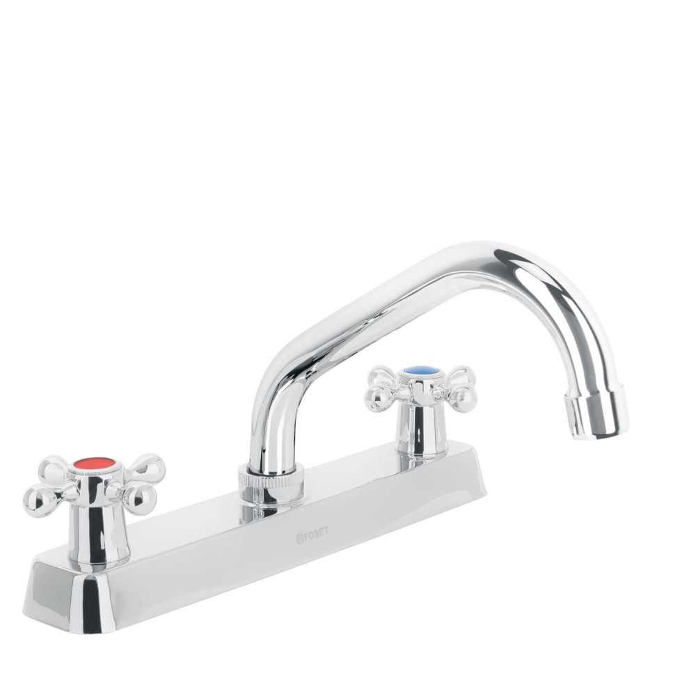 Mezcladora 8' fregadero cromo, cuello corto, cruceta, BASIC F-317E