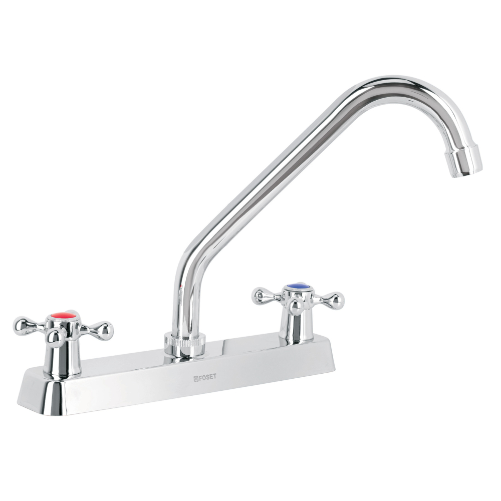 Mezcladora 8' fregadero cromo, cuello largo, cruceta, BASIC F-318E