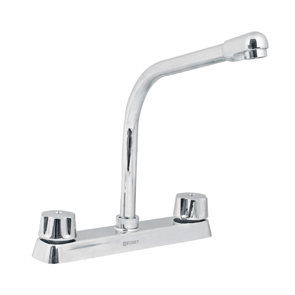 Mezcladora 8' fregadero cromo, cuello cobra,compresión,BASIC F-319-C