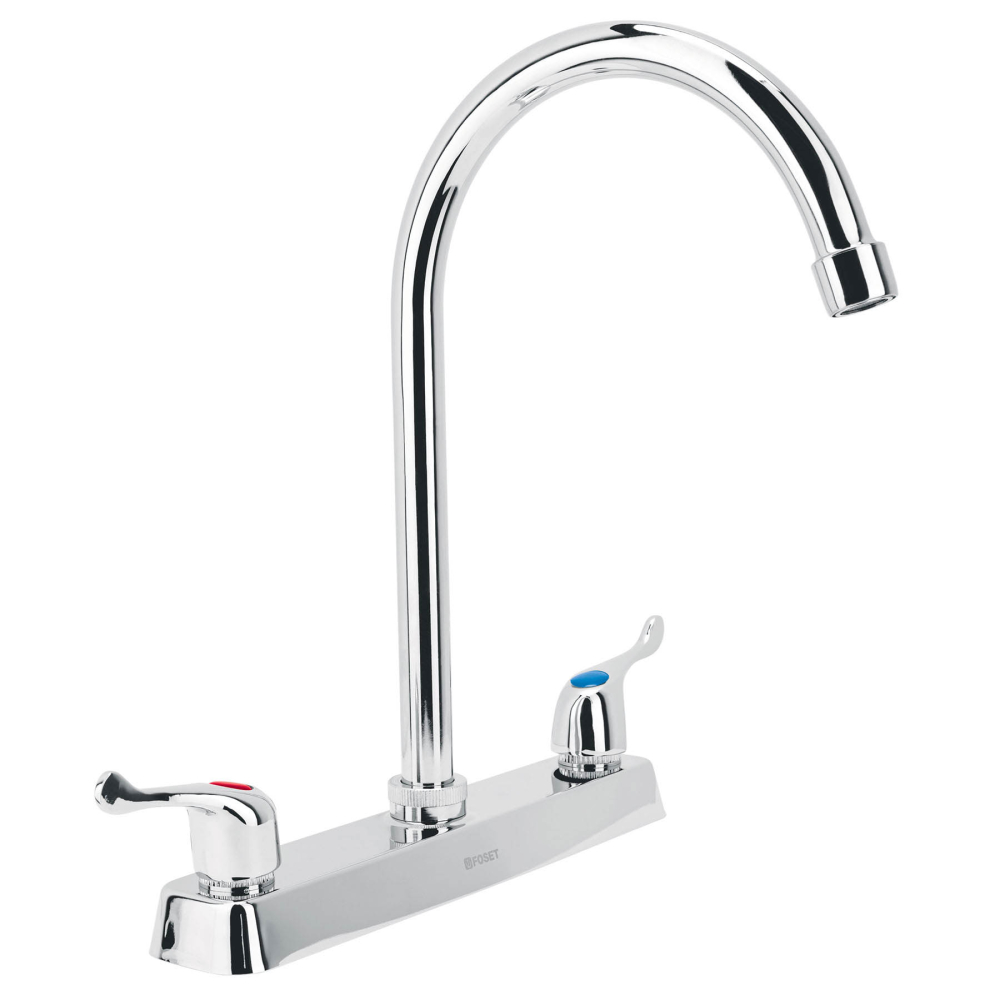 Mezcladora 8' fregadero cromo, cuello curvo, palanca, BASIC F-320P