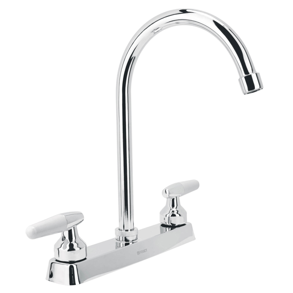 Mezcladora 8' fregadero cromo, cuello curvo, cono, BASIC F-320I