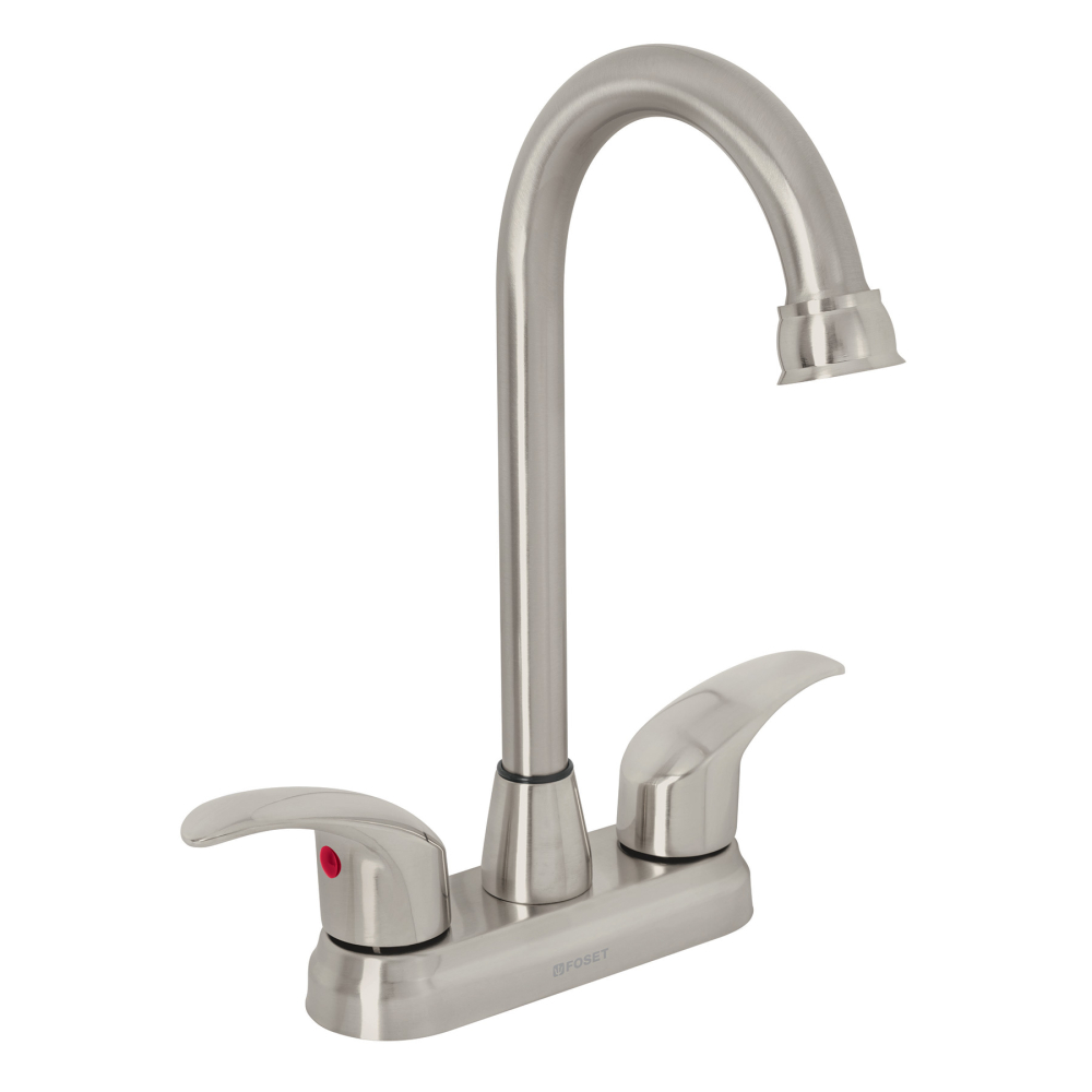 Mezcladora lavabo 4' satín, tipo bar, palanca, AQUA AQM-62N
