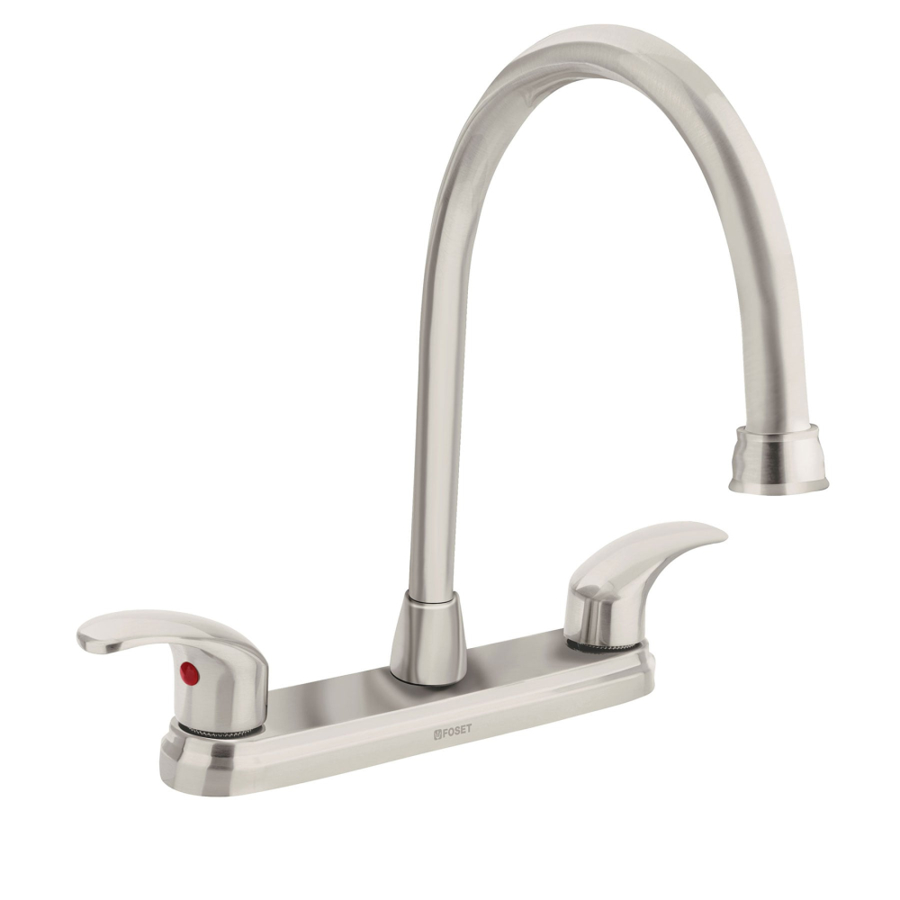 Mezcladora fregadero 8' satín, cuello largo, palanca, AQUA AQF-82N