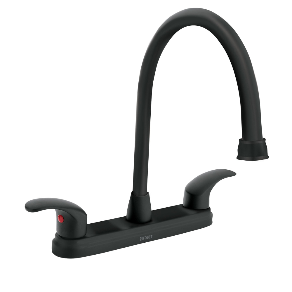 Mezcladora fregadero 8' negro, cuello largo, palanca, AQUA AQF-82M