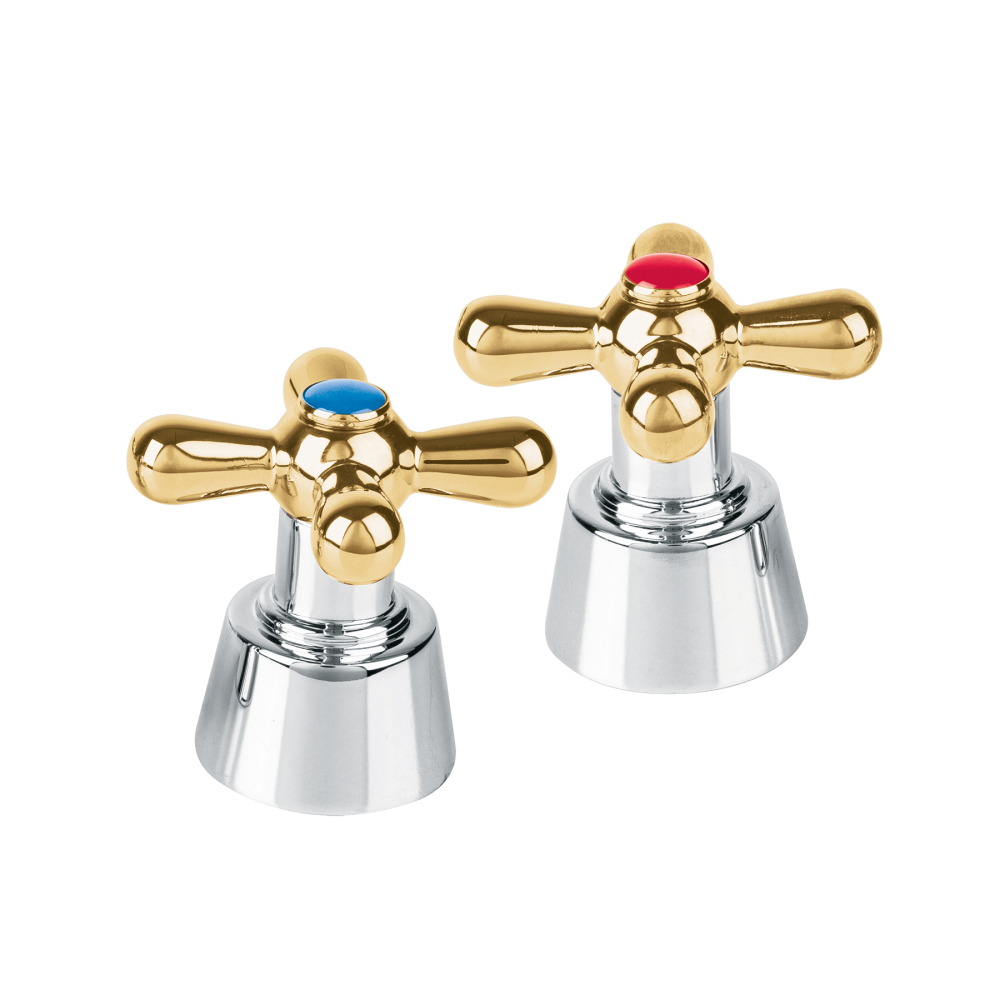 Juego de manerales de cruceta p/lav-fregadero,cromo oro AQUA AQMM-61G