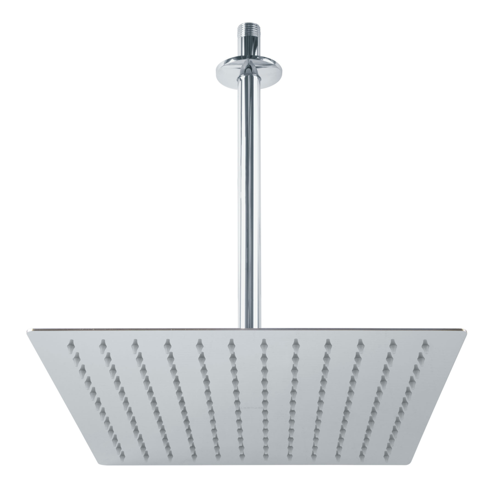 Regadera plato cuadrado 12' con brazo, cromo, FOSET RIVIERA R-312