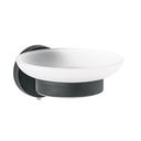 Jabonera metálica negro con plato de vidrio, FOSET TÚBIG TBA-74M