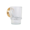 Portavaso cepillero con vaso de vidrio, cromo-oro,FOSET AQUA AQA-81G