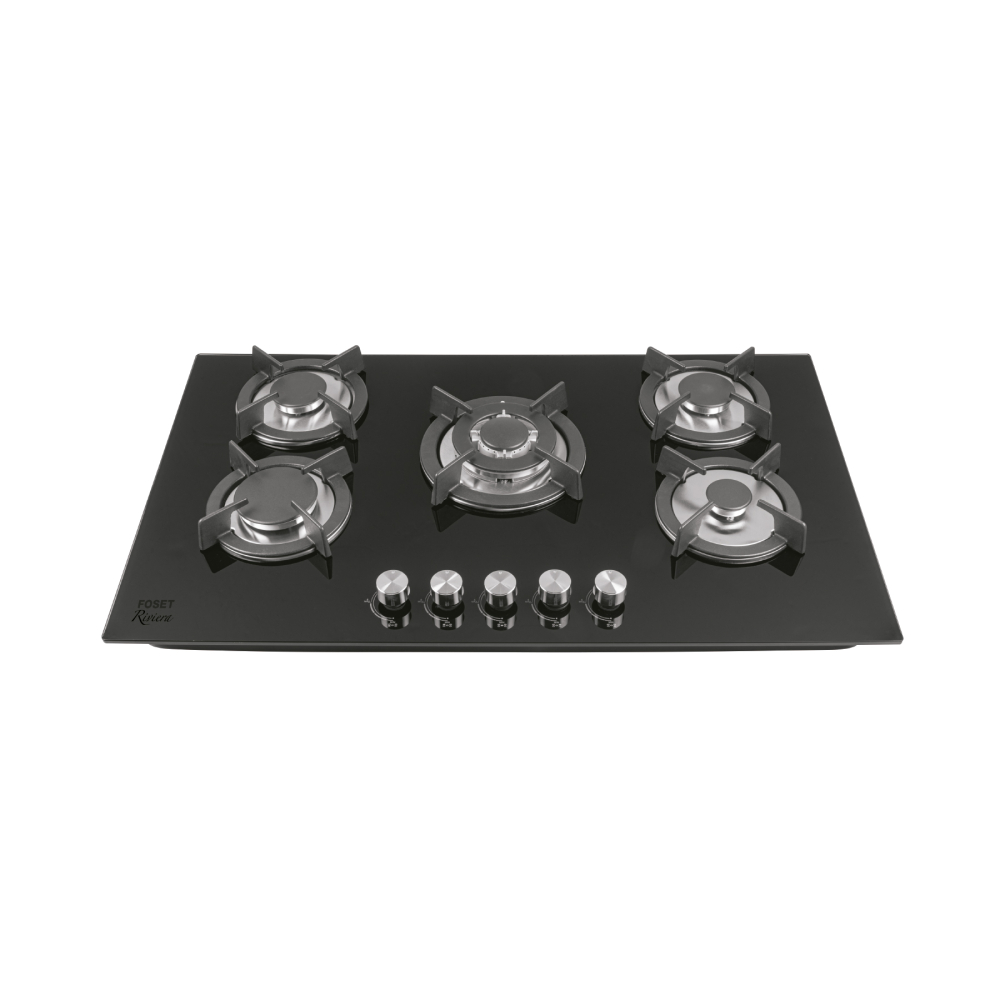 Parrilla gas empotrable 90cm, 5 quem, vidrio negro, RIVIERA PAE-905GV