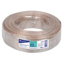 Rollo de 100 m cable polarizado transparente p/bocina 22 AWG CABO-22P