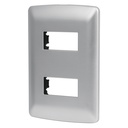 Placa 2 módulos de ABS, línea italiana, color plata, Volteck PPDO-IP