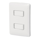Placa armada, 2interruptores sencillos,blanco,línea Italiana PA-APDO-IB