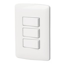 Placa armada 3 interruptores sencillos,blanco,línea Italiana PA-APTR-IB