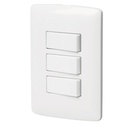 Placa armada 2 interruptores 1escalera blanco,línea Italiana PA-APTR-EIB