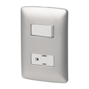 Placa armada contacto e interruptor, plata, línea Italiana PA-APCO-IP