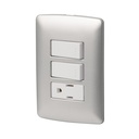 Placa armada contacto 2 interruptores, plata, línea Italiana PA-APCO-I2P