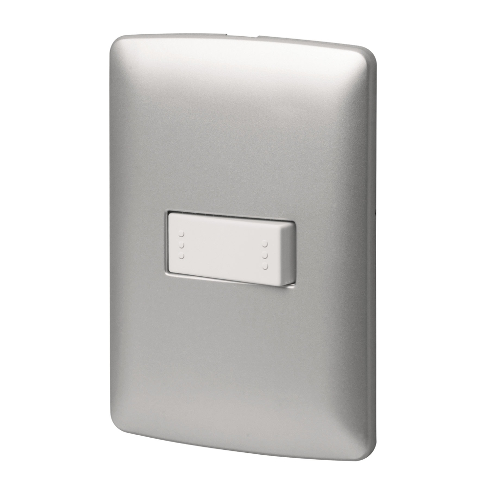 Placa armada 1 interruptor escalera plata, línea Italiana PA-APSE-EIP