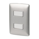 Placa armada 2 interruptores sencillos plata, línea Italiana PA-APDO-IP