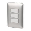 Placa armada 3 interruptores sencillos,plata, línea Italiana PA-APTR-IP