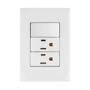 Placa armada 2 contactos e interruptor, línea Oslo, blanco PA-APCO-O3B