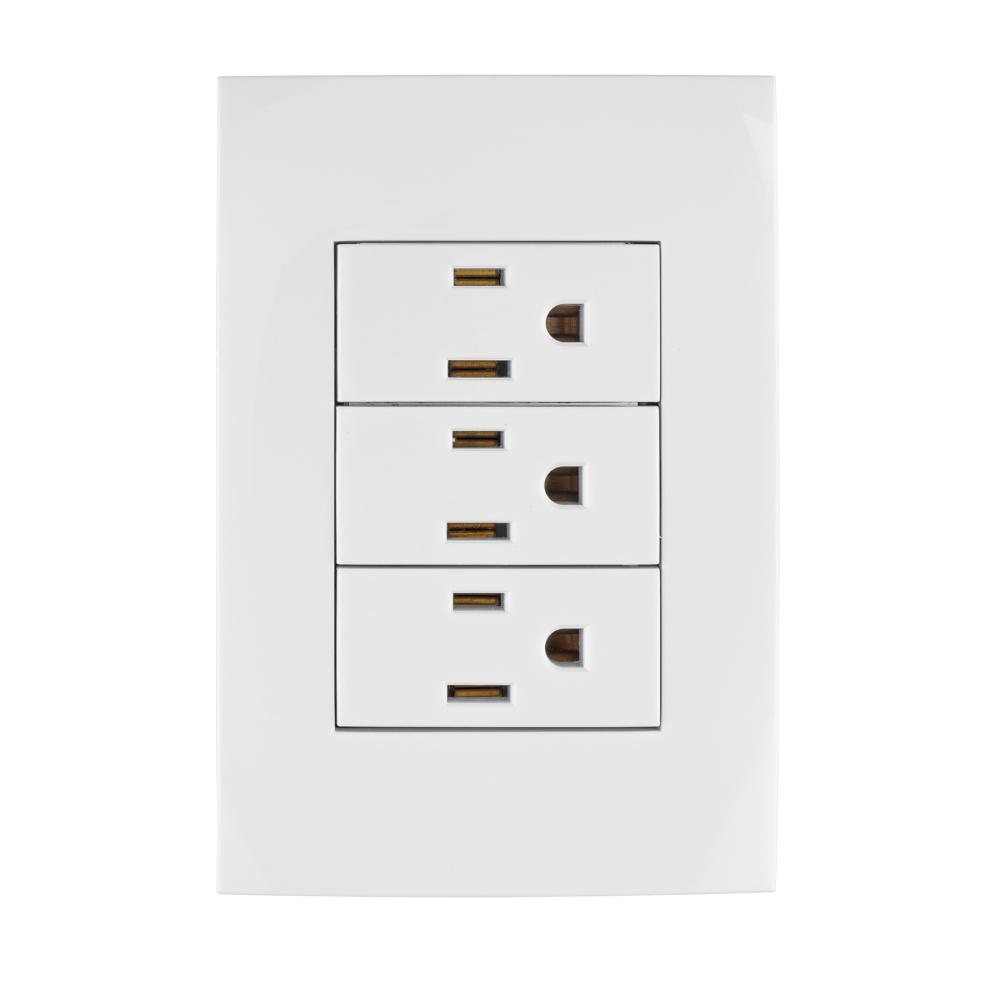 Placa armada 3 contactos aterrizados, línea Oslo, blanco PA-COTR-OB