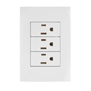 Placa armada 3 contactos aterrizados, línea Oslo, blanco PA-COTR-OB