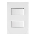 Placa armada 2 interruptores sencillos, línea Oslo, blanco PA-APDO-OB