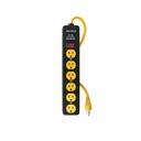Multicontacto 14 AWG, 6 entradas sup. de picos 600 J, negro MUL-660N