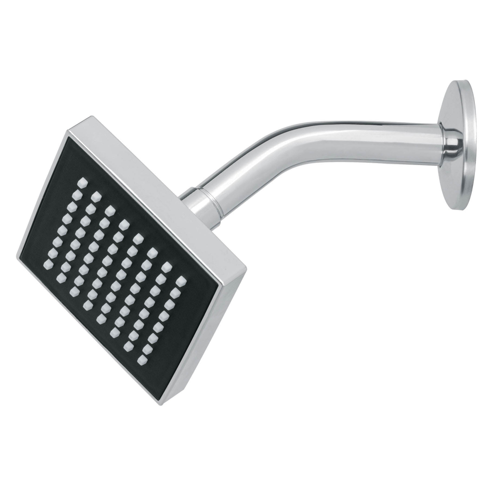 Regadera cuadrada 4', ABS, con brazo y chapetón, cromo, AQUA R-403