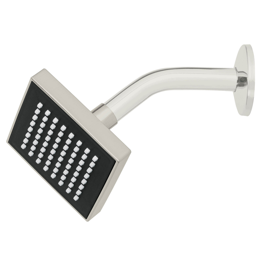 Regadera cuadrada 4', ABS, con brazo y chapetón, satín, AQUA R-403N