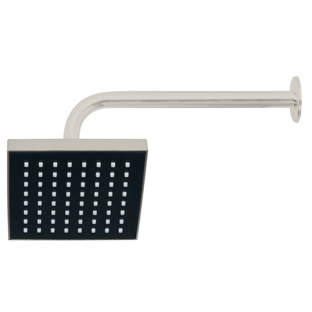 Regadera cuadrada 6', ABS, con brazo y chapetón, satín, AQUA R-404N