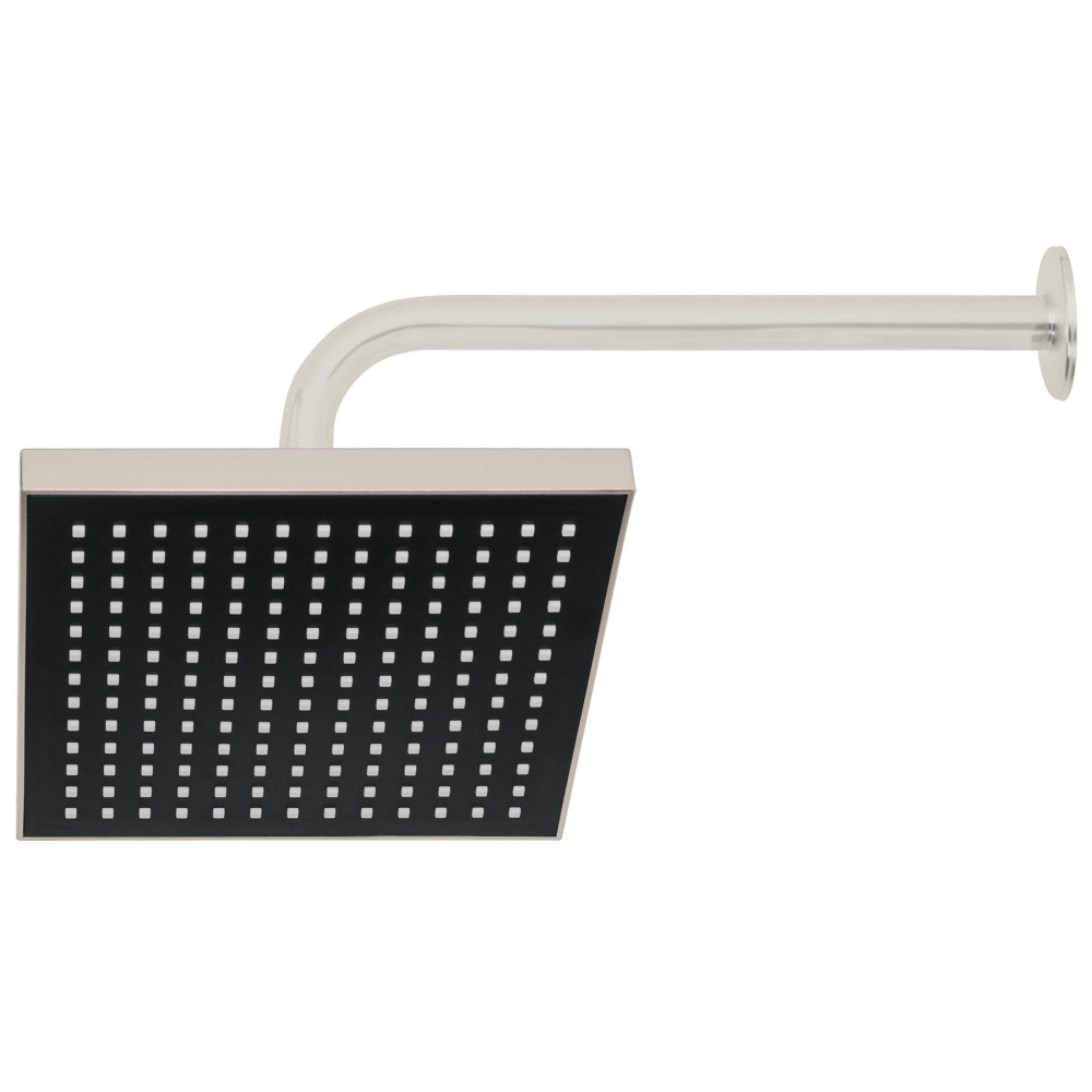 Regadera cuadrada 8', ABS, con brazo y chapetón, satín, AQUA R-405N