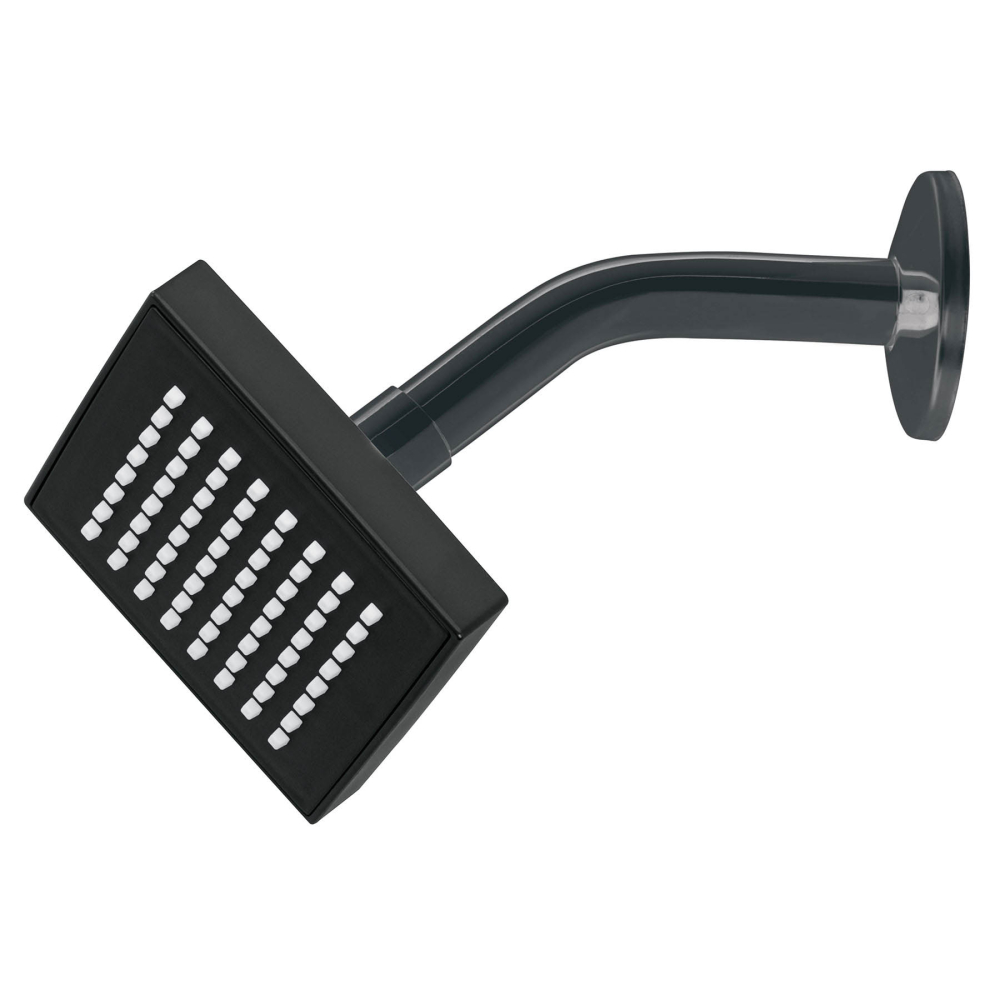 Regadera cuadrada 4', ABS, con brazo y chapetón, negro, AQUA R-403M