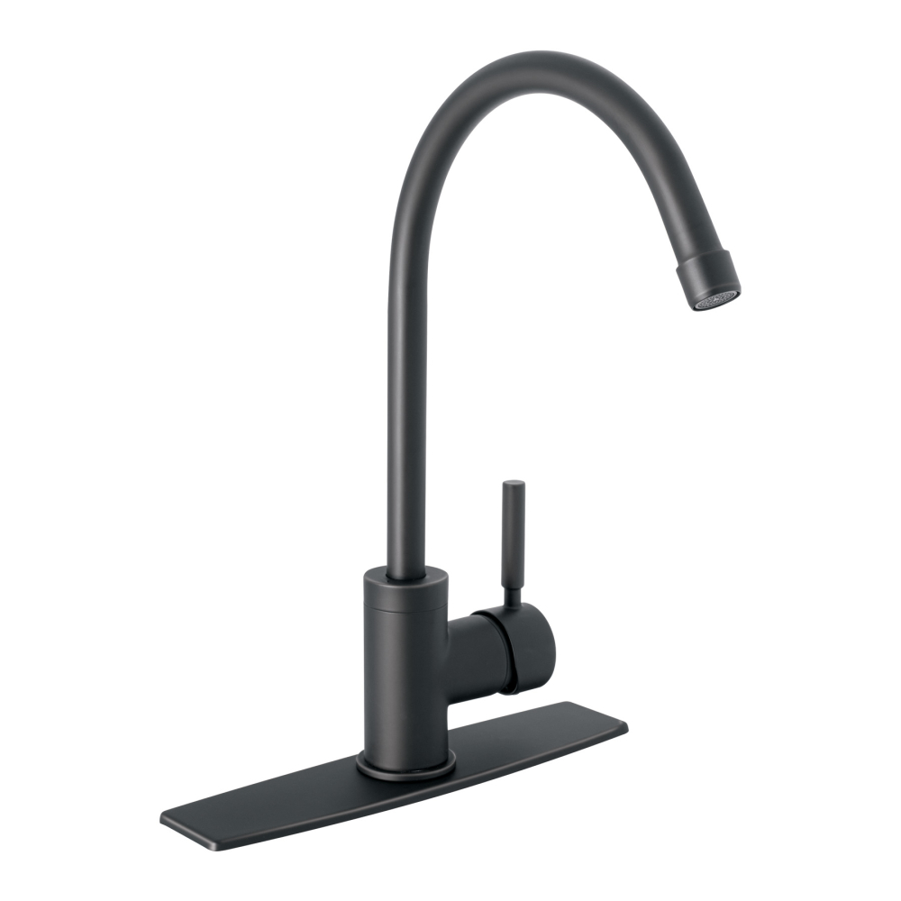 Monomando para fregadero, cuello alto, negro mate, TÚBIG TBF-83M