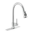 Monomando para fregadero, cuello extraíble, cromo, TÚBIG TBF-84