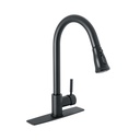 Monomando para fregadero, cuello extraible,negro mate, TÚBIG TBF-84M