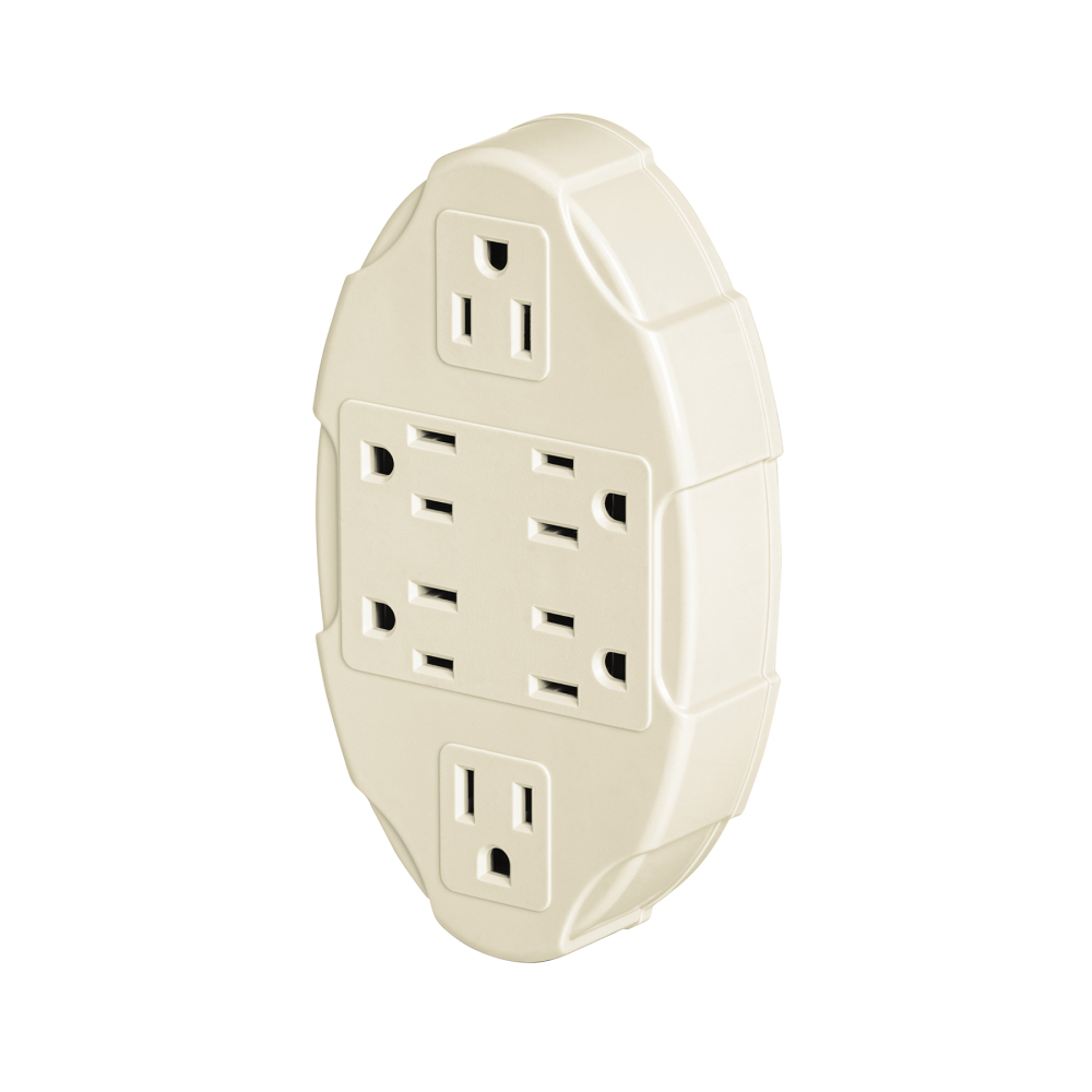 Multicontacto aterrizado ovalado, 6 entradas, VOLTECK MUL-610