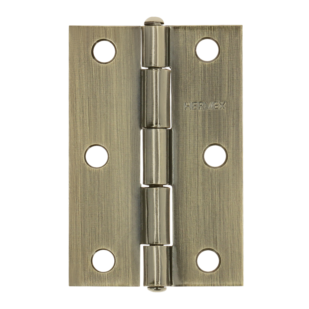 Bisagra rectangular 3' latón antiguo, HERMEX BR-302