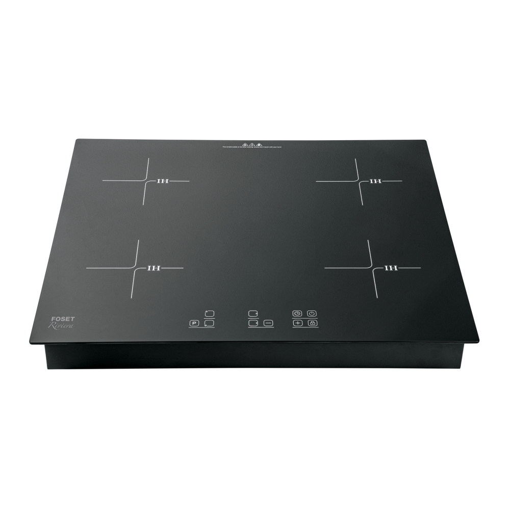 Parrilla inducción empotrable 60cm, 4 quem, vidrio, RIVIERA PAE-604NI