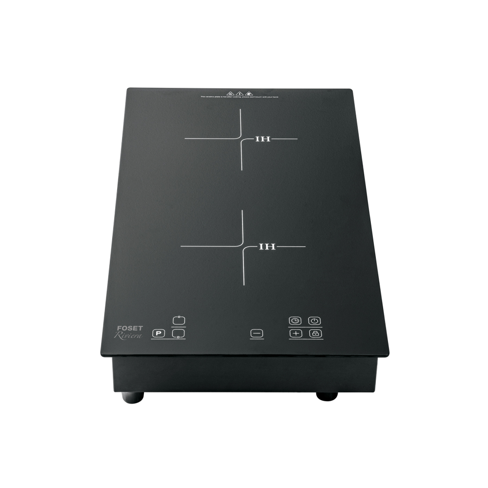 Parrilla inducción empotrar 29 cm, 2 quemadores, vidrio PAE-302NI