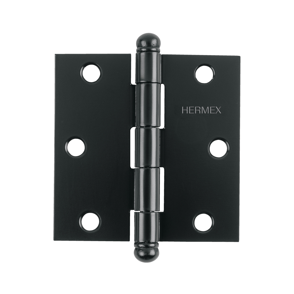 Bisagra cuadrada 3', negro mate, cabeza redonda, HERMEX BC-306R
