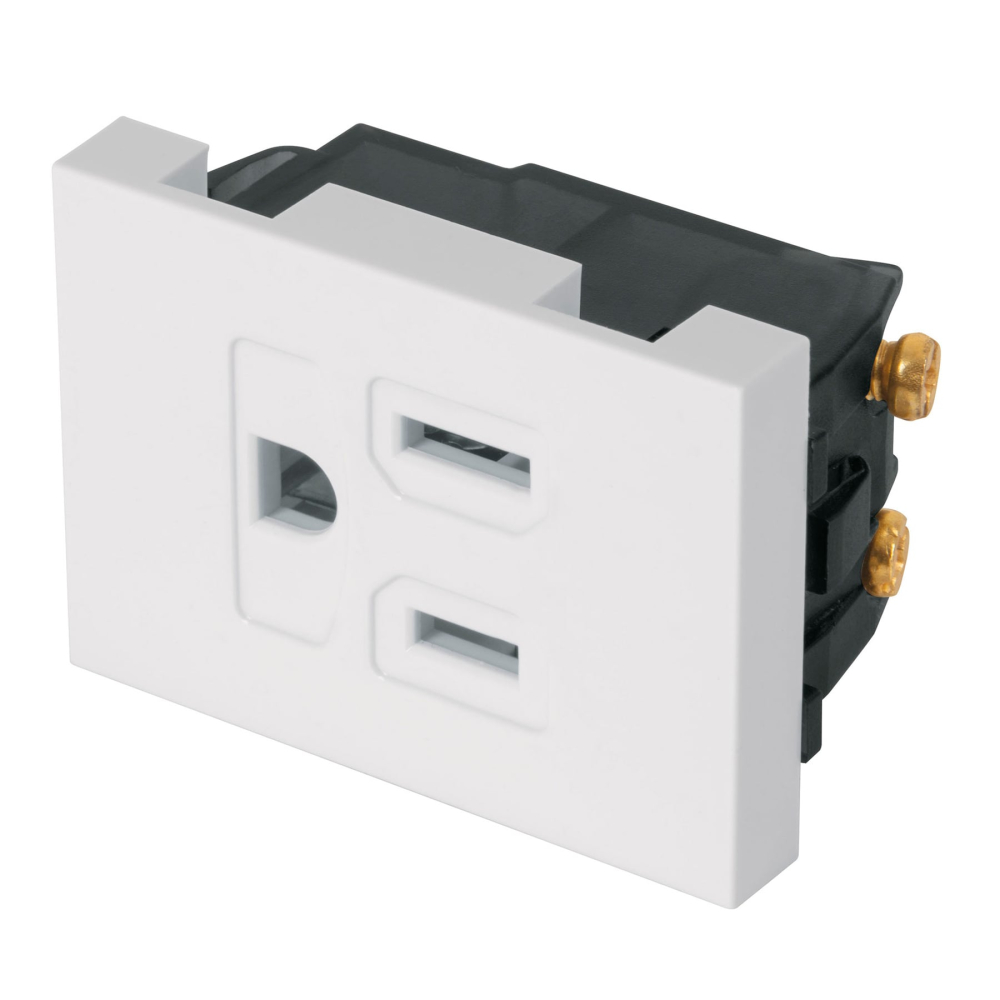 Contacto aterrizado, 1.5 módulos, línea Española, blanco COA15-EB