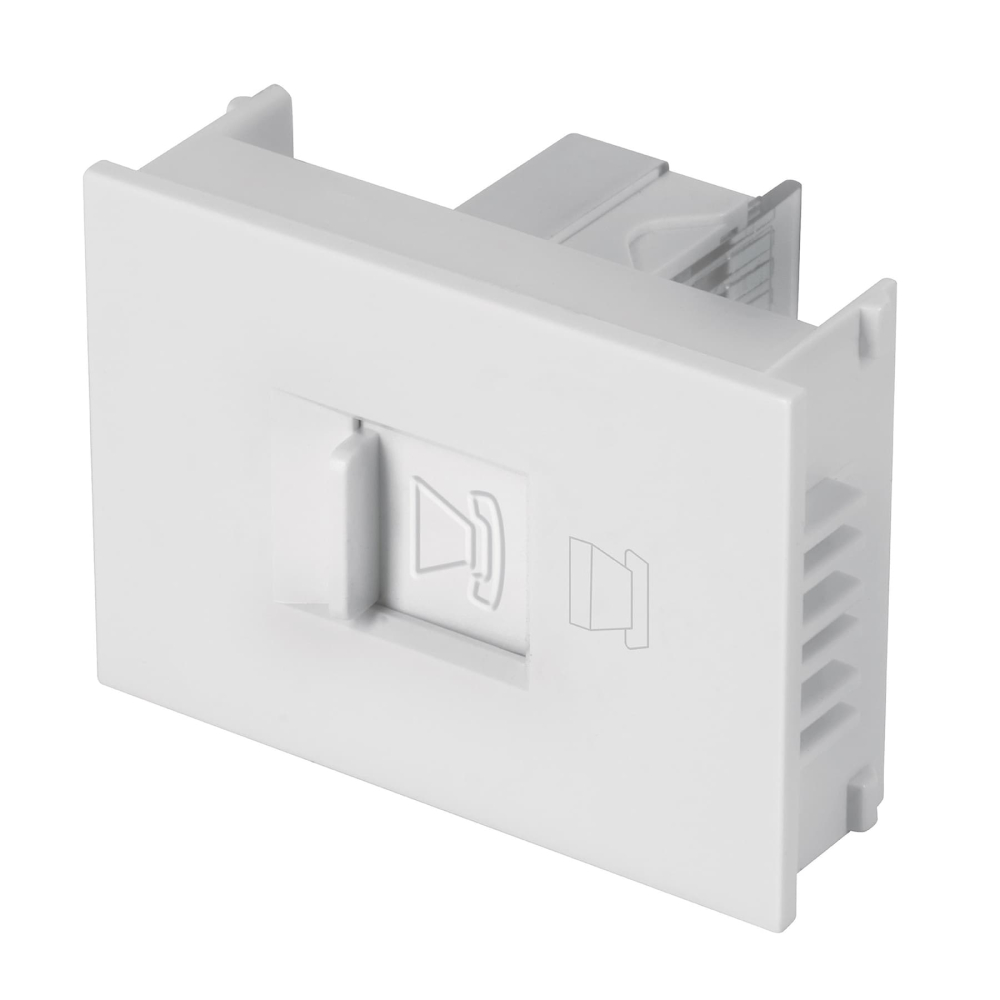 Toma de teléfono, 1.5 módulos, línea Española, color blanco TE15-EB