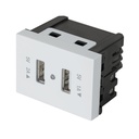 Toma con 2 puertos USB, 1.5 módulos, línea Española, blanco C2USB-EB