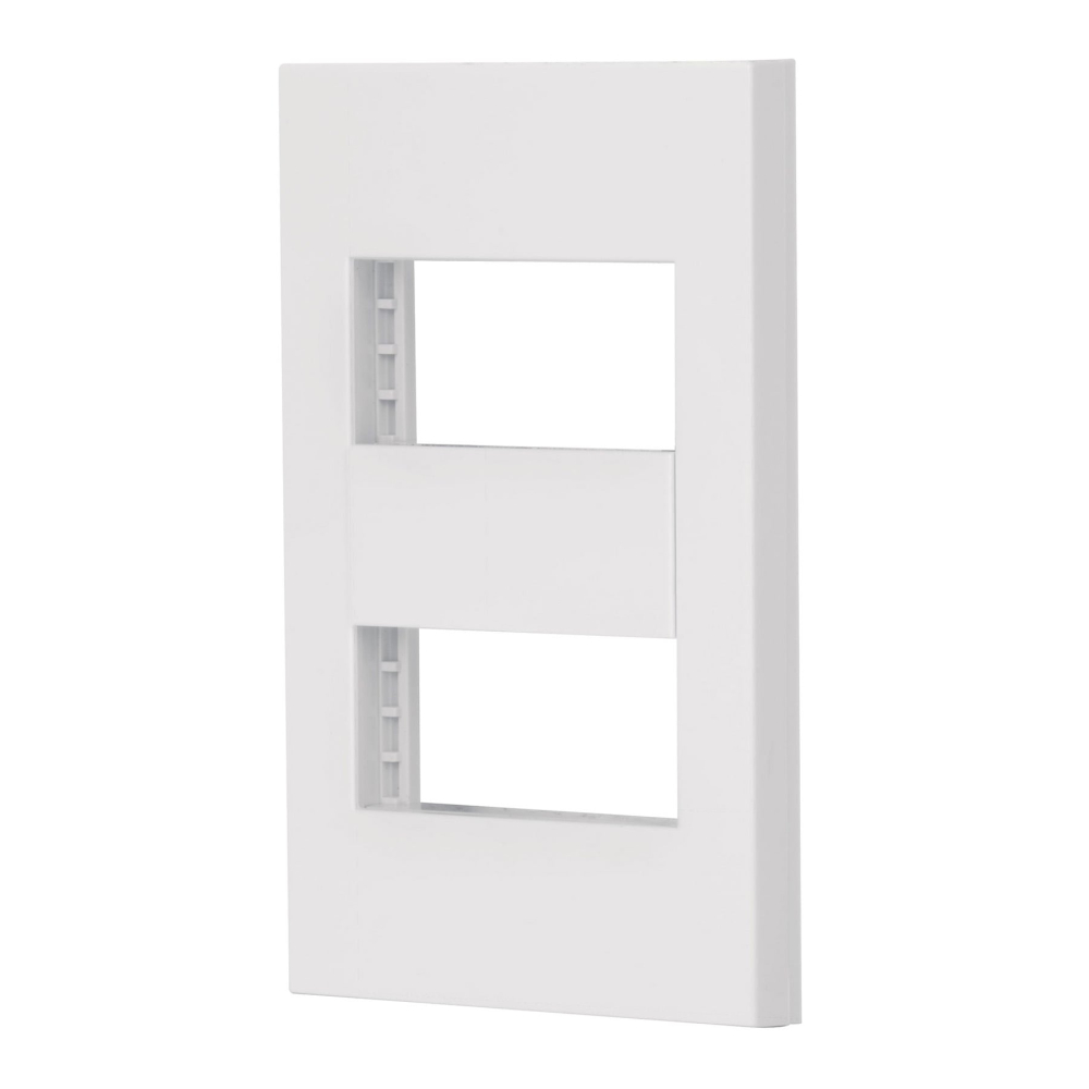 Placa 2 ventanas, 1 módulo, línea Española, color blanco PPDO-EB